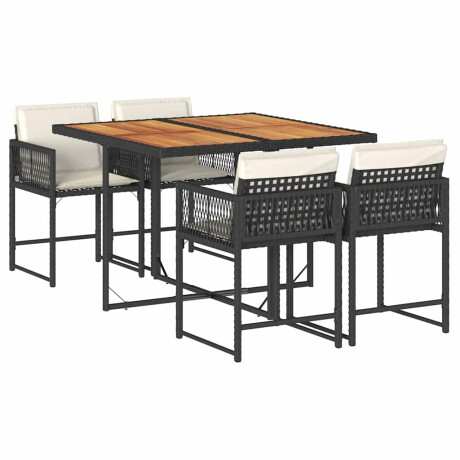 vidaXL 5-delige Tuinset met kussens poly rattan zwart afbeelding2 - 1