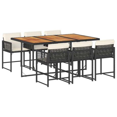 vidaXL 7-delige Tuinset met kussens poly rattan zwart afbeelding2 - 1