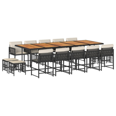 vidaXL 15-delige Tuinset met kussens poly rattan zwart afbeelding2 - 1