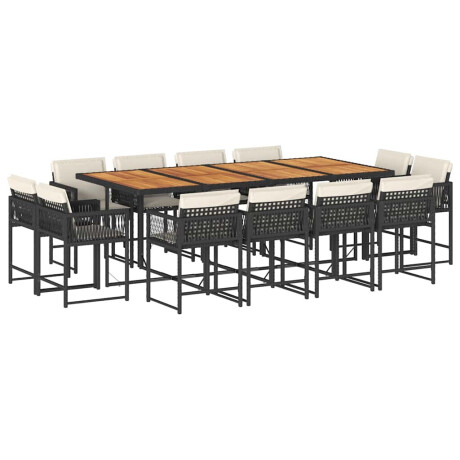 vidaXL 13-delige Tuinset met kussens poly rattan zwart afbeelding2 - 1