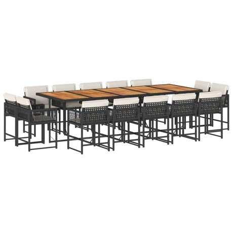 vidaXL 15-delige Tuinset met kussens poly rattan zwart afbeelding2 - 1