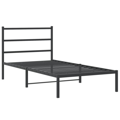 vidaXL Bedframe met hoofdbord metaal zwart 100x190 cm afbeelding2 - 1