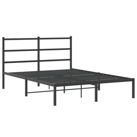 vidaXL Bedframe met hoofdbord metaal zwart 135x190 cm afbeelding2 - 1