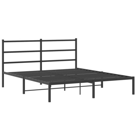 vidaXL Bedframe met hoofdbord metaal zwart 160x200 cm afbeelding2 - 1