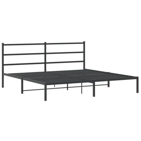 vidaXL Bedframe met hoofdbord metaal zwart 180x200 cm afbeelding2 - 1