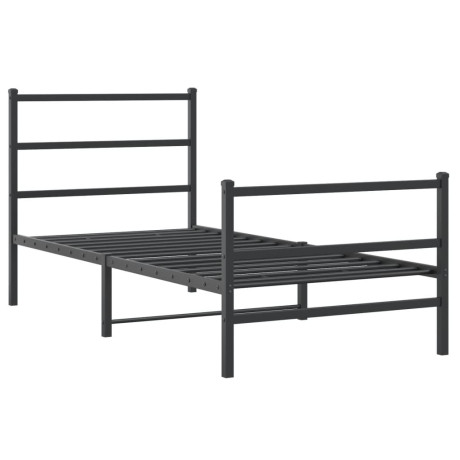 vidaXL Bedframe met hoofd- en voeteneinde metaal zwart 90x200 cm afbeelding2 - 1