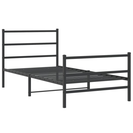 vidaXL Bedframe met hoofd- en voeteneinde metaal zwart 100x190 cm afbeelding2 - 1