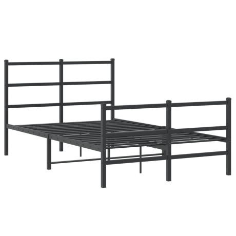 vidaXL Bedframe met hoofd- en voeteneinde metaal zwart 120x200 cm afbeelding2 - 1