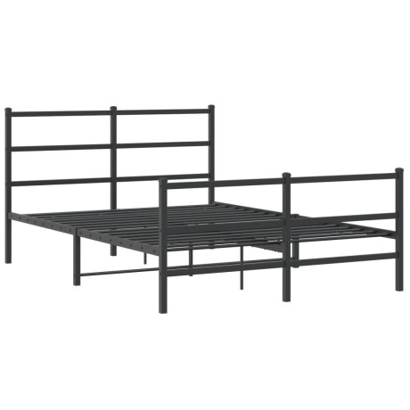 vidaXL Bedframe met hoofd- en voeteneinde metaal zwart 135x190 cm afbeelding2 - 1