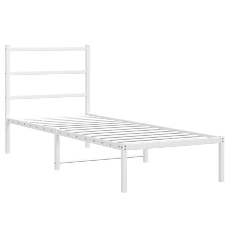 vidaXL Bedframe met hoofdbord zonder matras metaal wit 75x190 cm afbeelding2 - 1