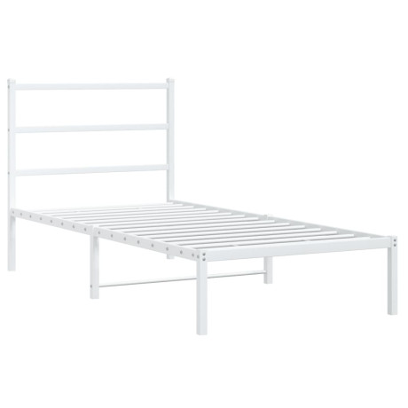 vidaXL Bedframe met hoofdbord metaal wit 90x190 cm afbeelding2 - 1