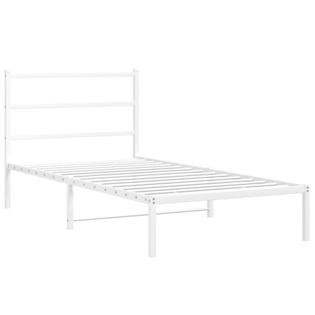 vidaXL Bedframe met hoofdbord metaal wit 100x190 cm afbeelding2 - 1