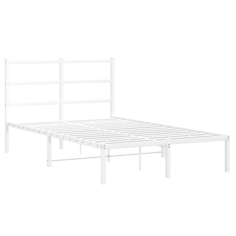 vidaXL Bedframe met hoofdbord metaal wit 120x190 cm afbeelding2 - 1