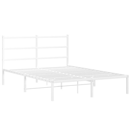 vidaXL Bedframe met hoofdbord metaal wit 135x190 cm afbeelding2 - 1