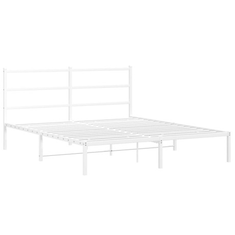 vidaXL Bedframe met hoofdbord metaal wit 150x200 cm afbeelding2 - 1