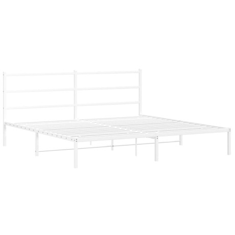 vidaXL Bedframe met hoofdbord metaal wit 193x203 cm afbeelding2 - 1