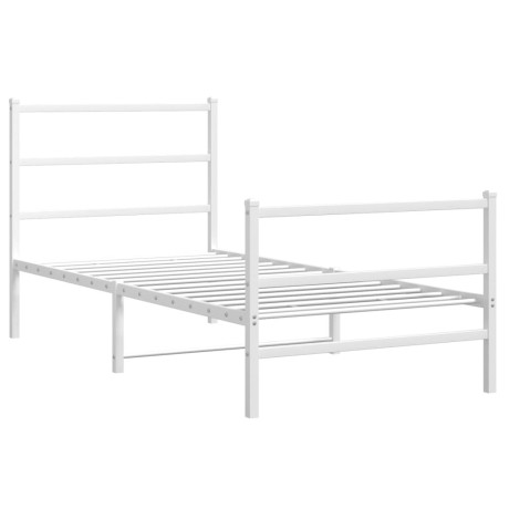 vidaXL Bedframe met hoofd- en voeteneinde metaal wit 90x200 cm afbeelding2 - 1