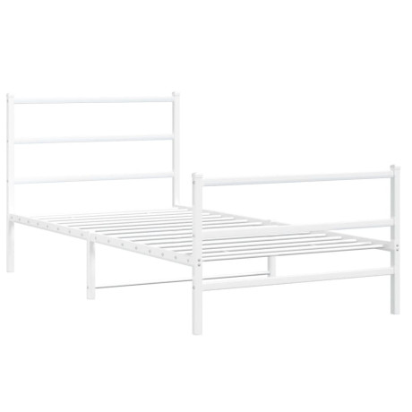 vidaXL Bedframe met hoofd- en voeteneinde metaal wit 100x200 cm afbeelding2 - 1
