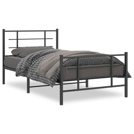 vidaXL Bedframe met hoofd- en voeteneinde metaal zwart 100x200 cm afbeelding2 - 1