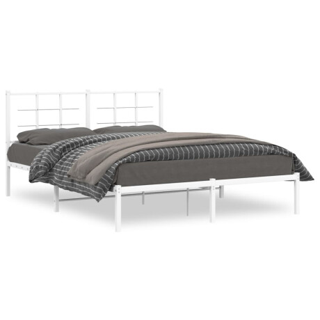 vidaXL Bedframe met hoofdbord metaal wit 160x200 cm afbeelding2 - 1