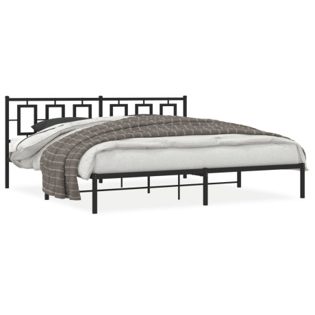 vidaXL Bedframe met hoofdbord metaal zwart 200x200 cm afbeelding2 - 1