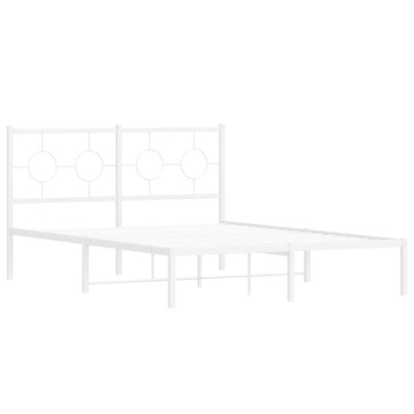 vidaXL Bedframe met hoofdbord metaal wit 135x190 cm afbeelding2 - 1