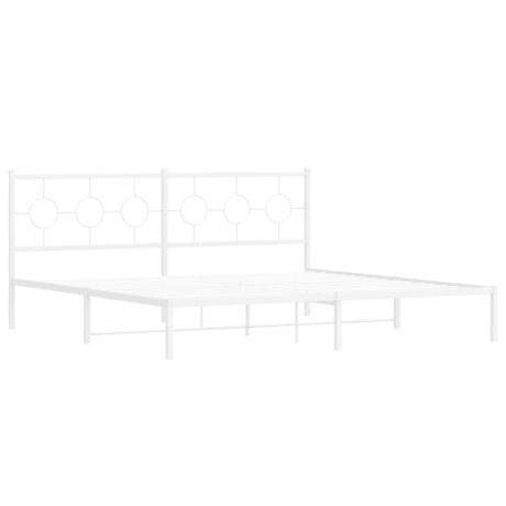 vidaXL Bedframe met hoofdbord metaal wit 193x203 cm afbeelding2 - 1