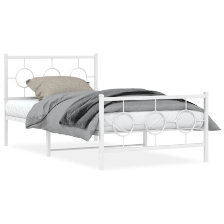 vidaXL Bedframe met hoofd- en voeteneinde metaal wit 100x190 cm afbeelding2 - 1