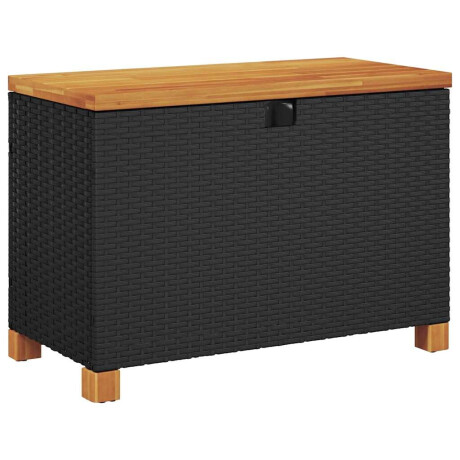 vidaXL Tuinbox 80x40x48 cm poly rattan en acaciahout zwart afbeelding2 - 1