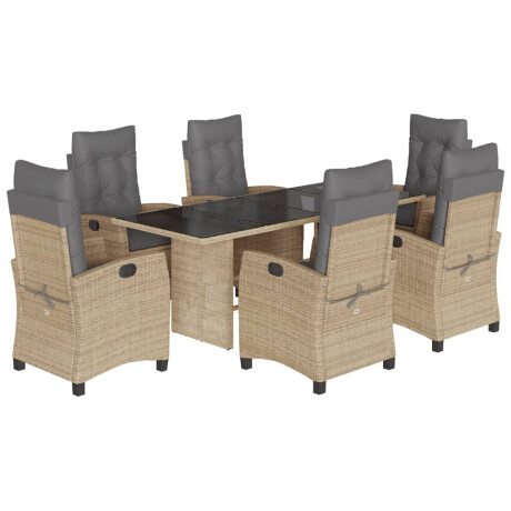 vidaXL 7-delige Tuinset met kussens poly rattan gemengd beige afbeelding2 - 1