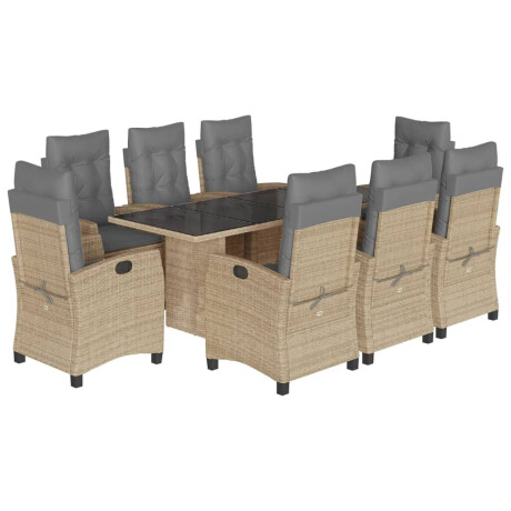 vidaXL 9-delige Tuinset met kussens poly rattan gemengd beige afbeelding2 - 1