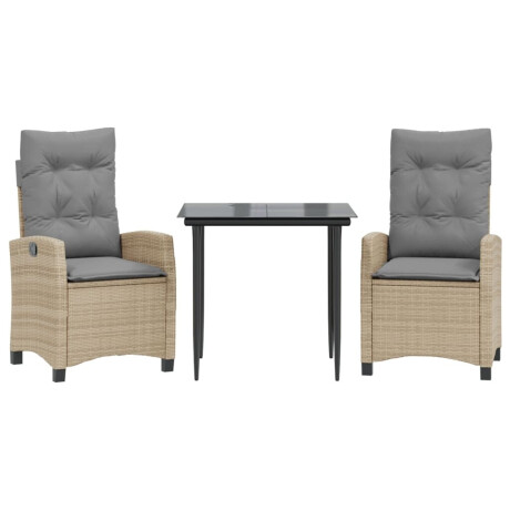 vidaXL 3-delige Tuinset met kussens poly rattan gemengd beige afbeelding2 - 1