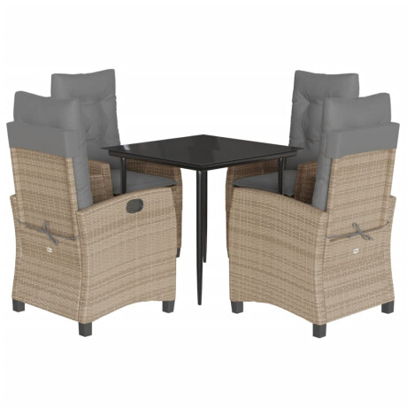 vidaXL 5-delige Tuinset met kussens poly rattan gemengd beige afbeelding2 - 1