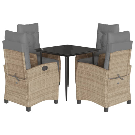 vidaXL 5-delige Tuinset met kussens poly rattan gemengd beige afbeelding2 - 1