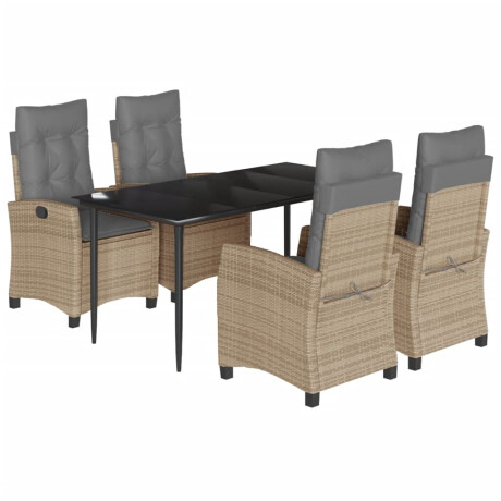 vidaXL 5-delige Tuinset met kussens poly rattan gemengd beige afbeelding2 - 1