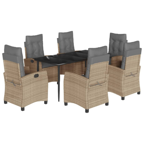 vidaXL 7-delige Tuinset met kussens poly rattan gemengd beige afbeelding2 - 1