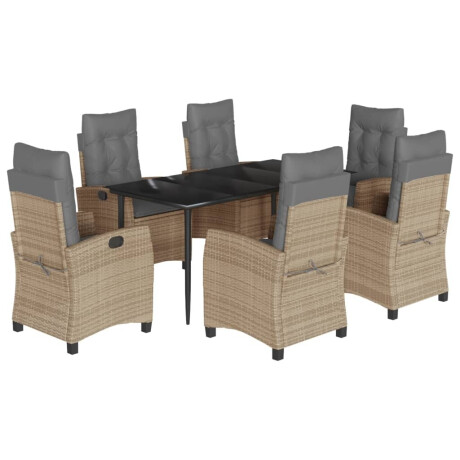 vidaXL 7-delige Tuinset met kussens poly rattan gemengd beige afbeelding2 - 1