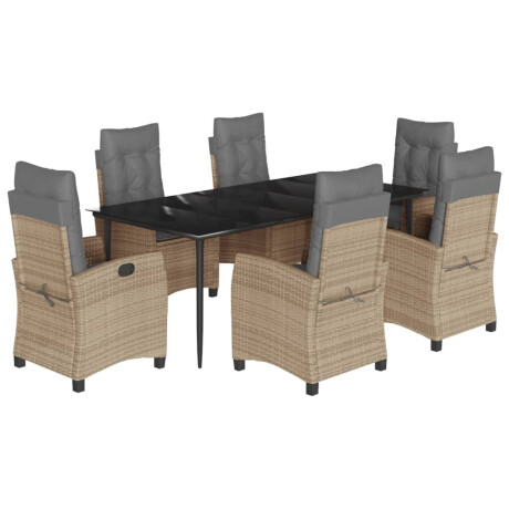 vidaXL 7-delige Tuinset met kussens poly rattan gemengd beige afbeelding2 - 1
