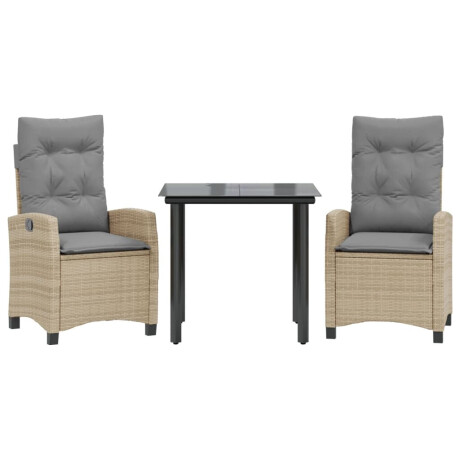 vidaXL 3-delige Tuinset met kussens poly rattan gemengd beige afbeelding2 - 1