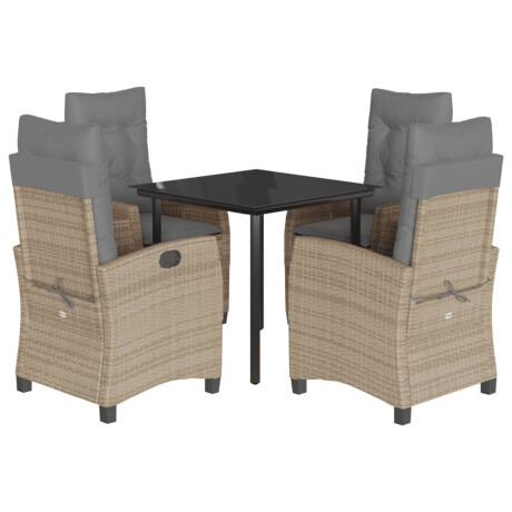 vidaXL 5-delige Tuinset met kussens poly rattan gemengd beige afbeelding2 - 1