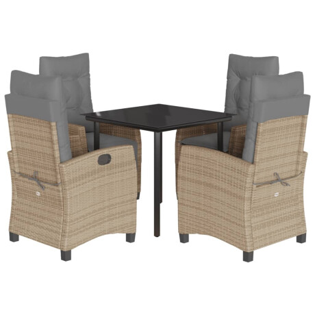 vidaXL 5-delige Tuinset met kussens poly rattan gemengd beige afbeelding2 - 1