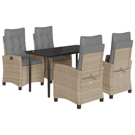 vidaXL 5-delige Tuinset met kussens poly rattan gemengd beige afbeelding2 - 1