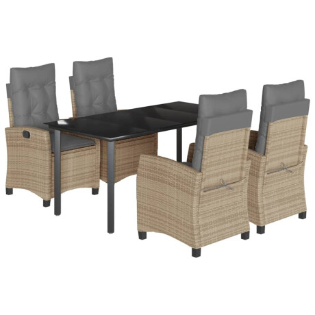 vidaXL 5-delige Tuinset met kussens poly rattan gemengd beige afbeelding2 - 1