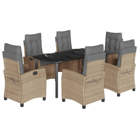 vidaXL 7-delige Tuinset met kussens poly rattan gemengd beige afbeelding2 - 1