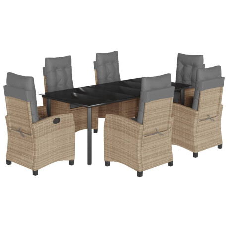 vidaXL 7-delige Tuinset met kussens poly rattan gemengd beige afbeelding2 - 1