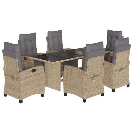 vidaXL 7-delige Tuinset met kussens poly rattan gemengd beige afbeelding2 - 1