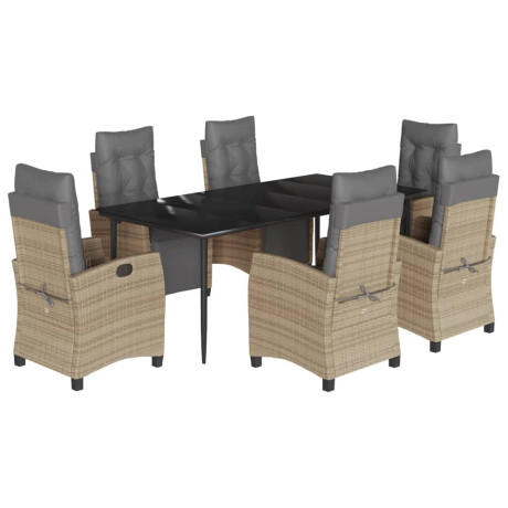 vidaXL 7-delige Tuinset met kussens poly rattan gemengd beige afbeelding2 - 1