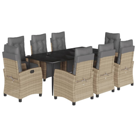 vidaXL 9-delige Tuinset met kussens poly rattan gemengd beige afbeelding2 - 1
