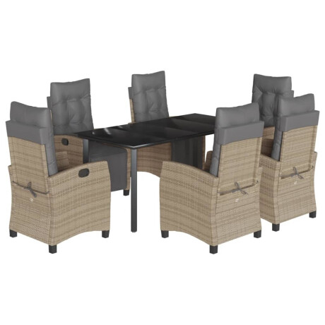 vidaXL 7-delige Tuinset met kussens poly rattan gemengd beige afbeelding2 - 1