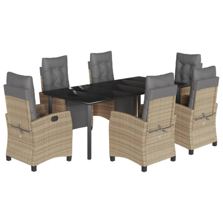 vidaXL 7-delige Tuinset met kussens poly rattan gemengd beige afbeelding2 - 1